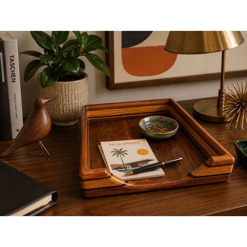 Danish Modern Paper Tray & Letter Organizer in Teak, Maple & Walnut